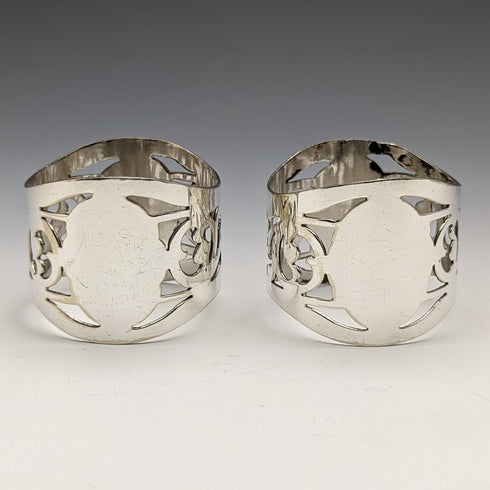 British Vintage Silver Plated Napkin Ring Pair